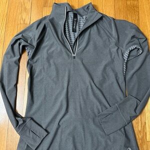MPG Charcoal and Striped Quarter-Zip Top